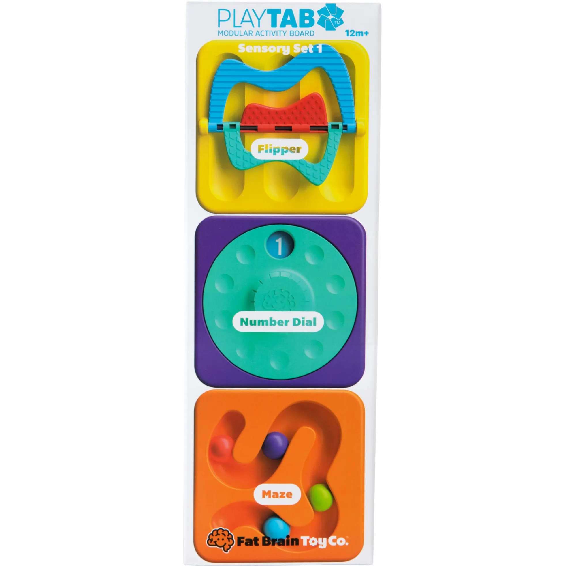 Fat Brain PlayTab sansebrikker til baseplade - Vende-, labyrint- og nummerbrik - 3 stk.