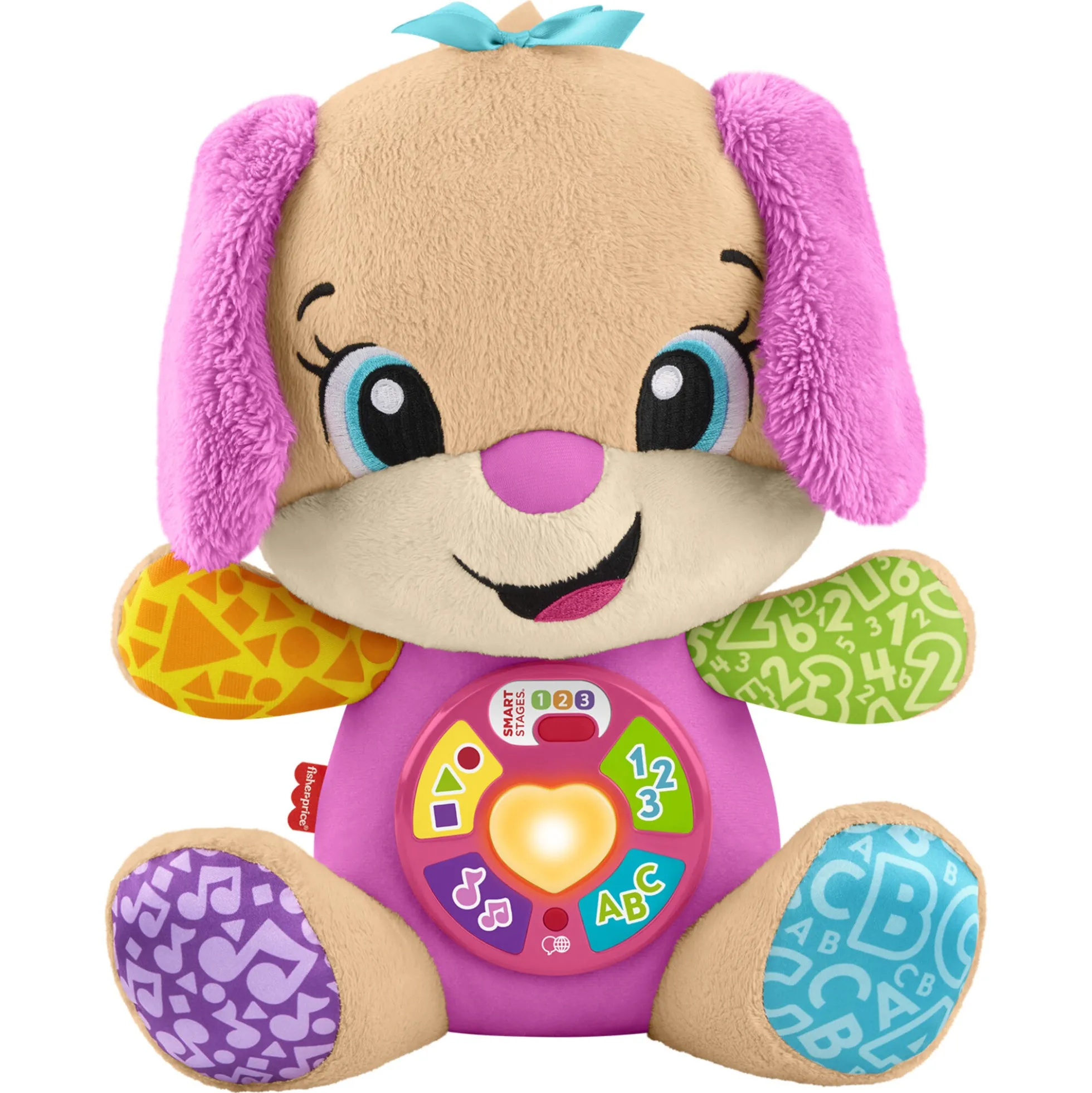 Fisher-Price Laugh & Learn Smart Stages søster hvalp musikbamse med 80+ lyde og sange - 30 cm