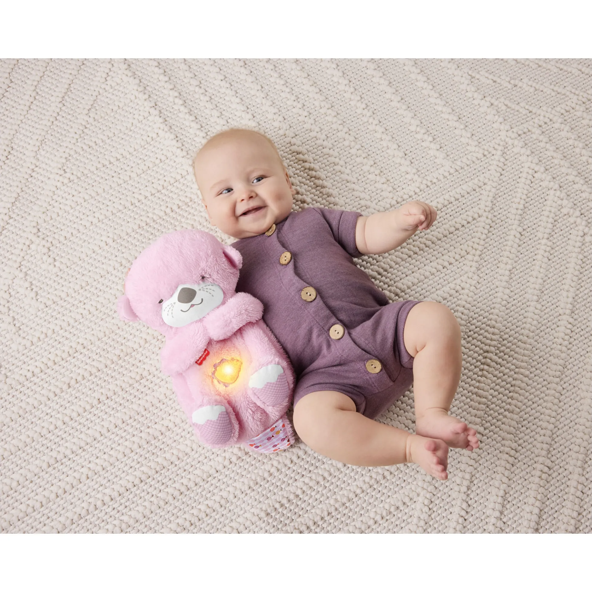 Fisher-Price Soothe & Snuggle lyserød odder sovebamse med beroligende lyde - 27 cm