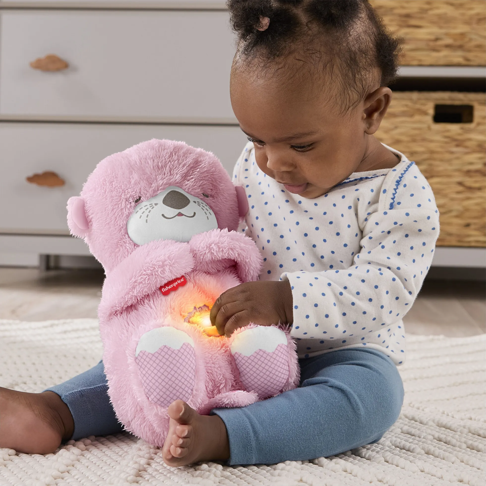 Fisher-Price Soothe & Snuggle lyserød odder sovebamse med beroligende lyde - 27 cm