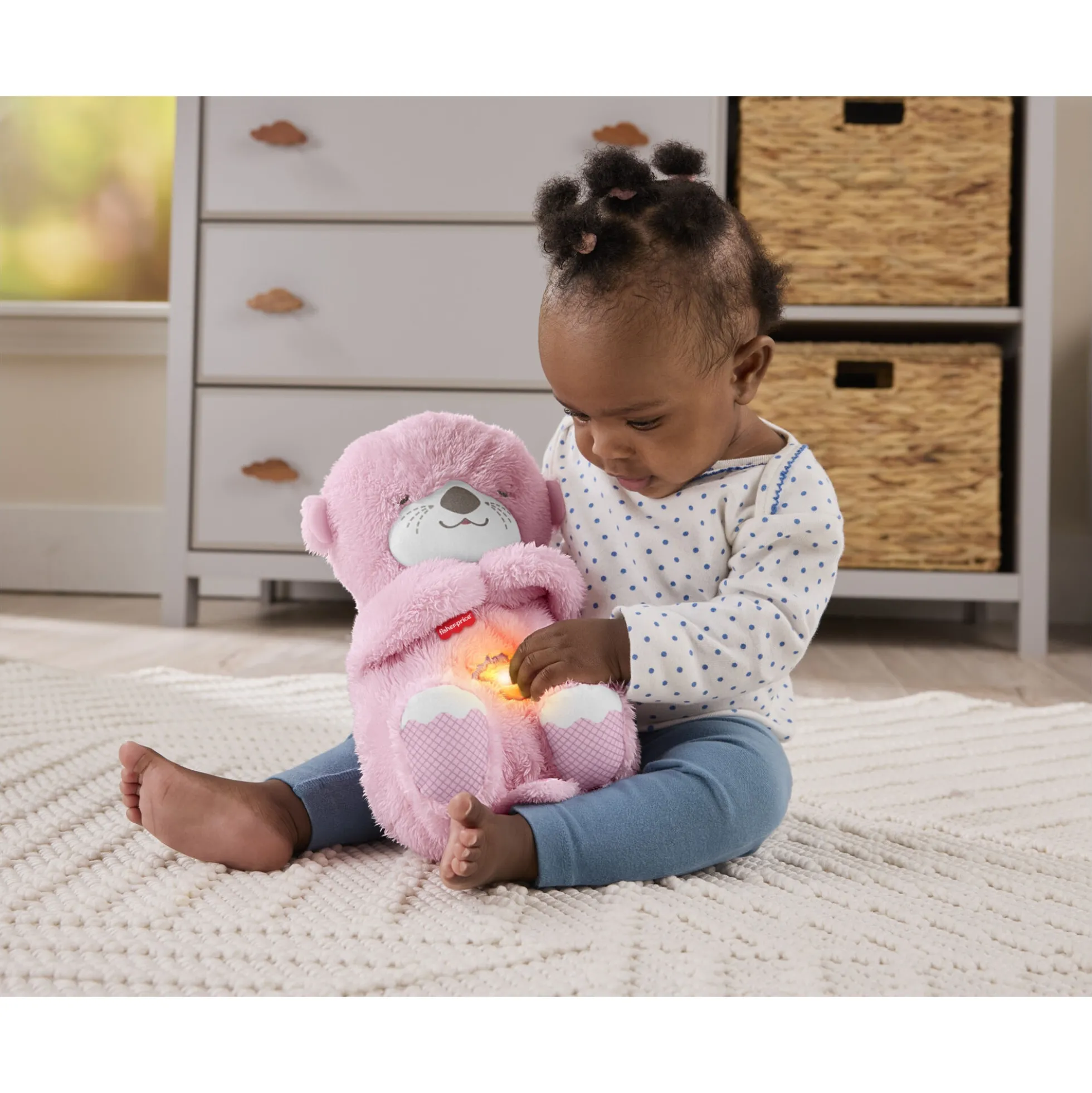 Fisher-Price Soothe & Snuggle lyserød odder sovebamse med beroligende lyde - 27 cm