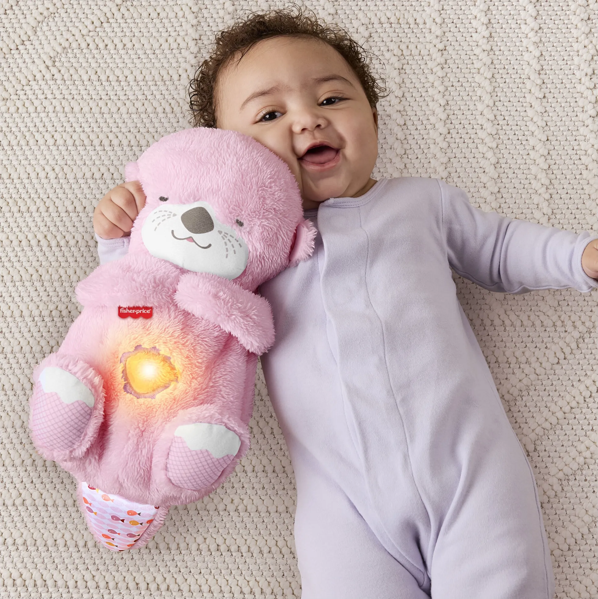 Fisher-Price Soothe & Snuggle lyserød odder sovebamse med beroligende lyde - 27 cm