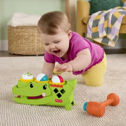 Fisher-Price Tap & Roll alligator med hammer og bolde - 28 cm