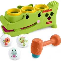Fisher-Price Tap & Roll alligator med hammer og bolde - 28 cm