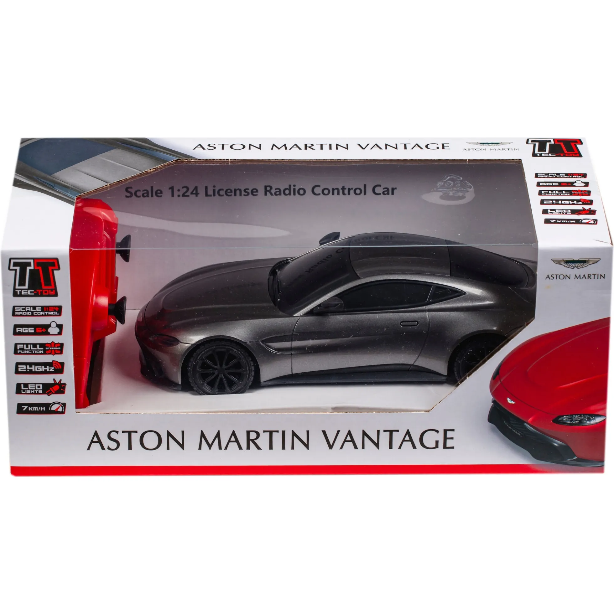 Fjernstyret Aston Martin Vantage sportsbil med 2.4 GHz styring - Mørkegrå - 1:24