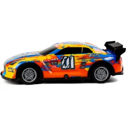 Fjernstyret Champion GT9 racerbil med lys og 2,4 GHz styring - Gul og blå - 1:22