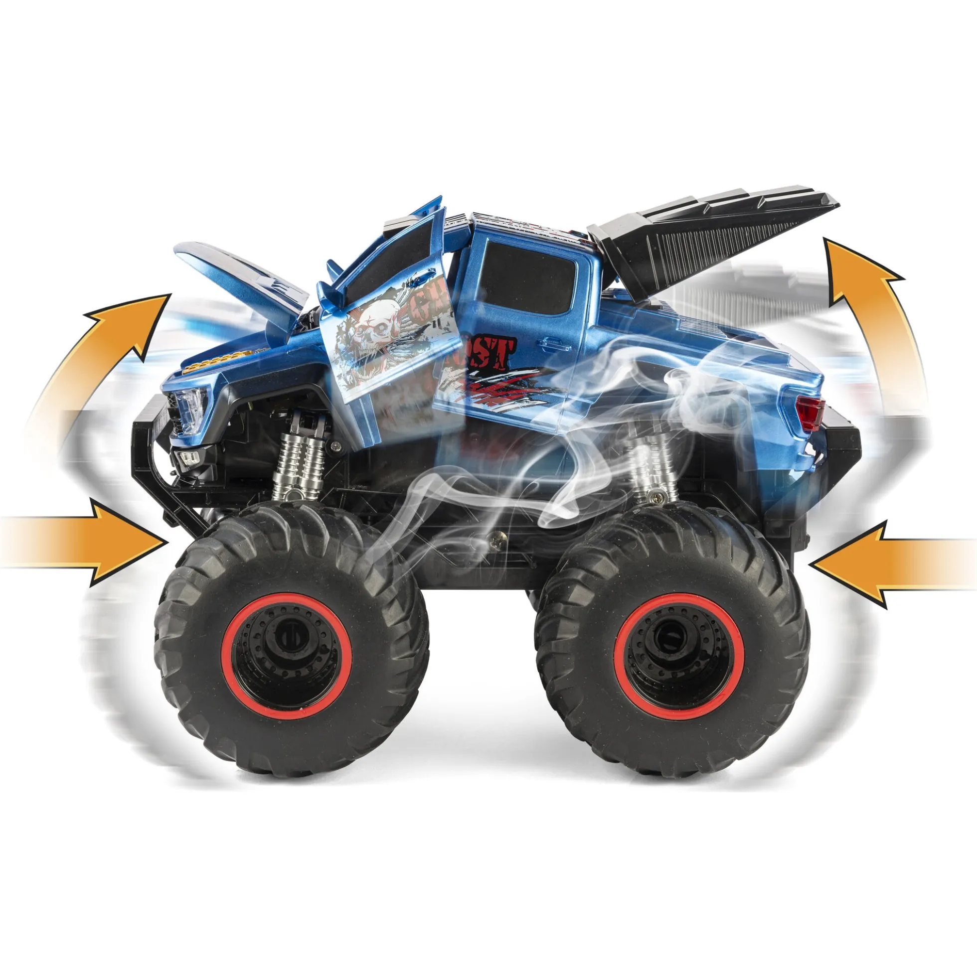 Fjernstyret crash monster truck med deformation, damp, lys og lyd - 2.4 GHz styring - 1:16