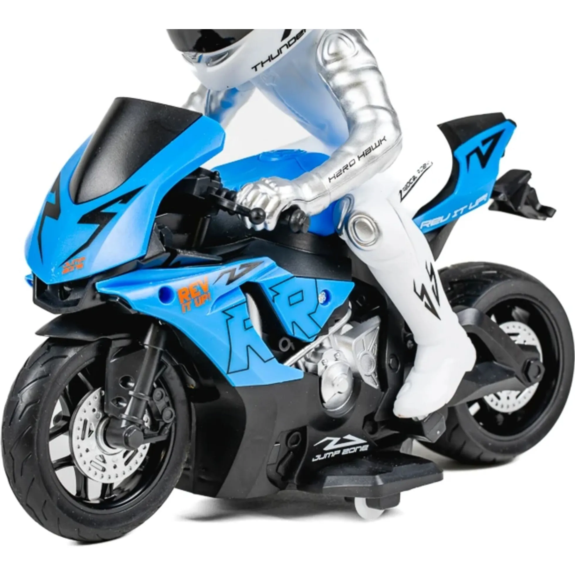 Fjernstyret motorcykel med lys og 2,4 GHz styring - Blå - 1:10