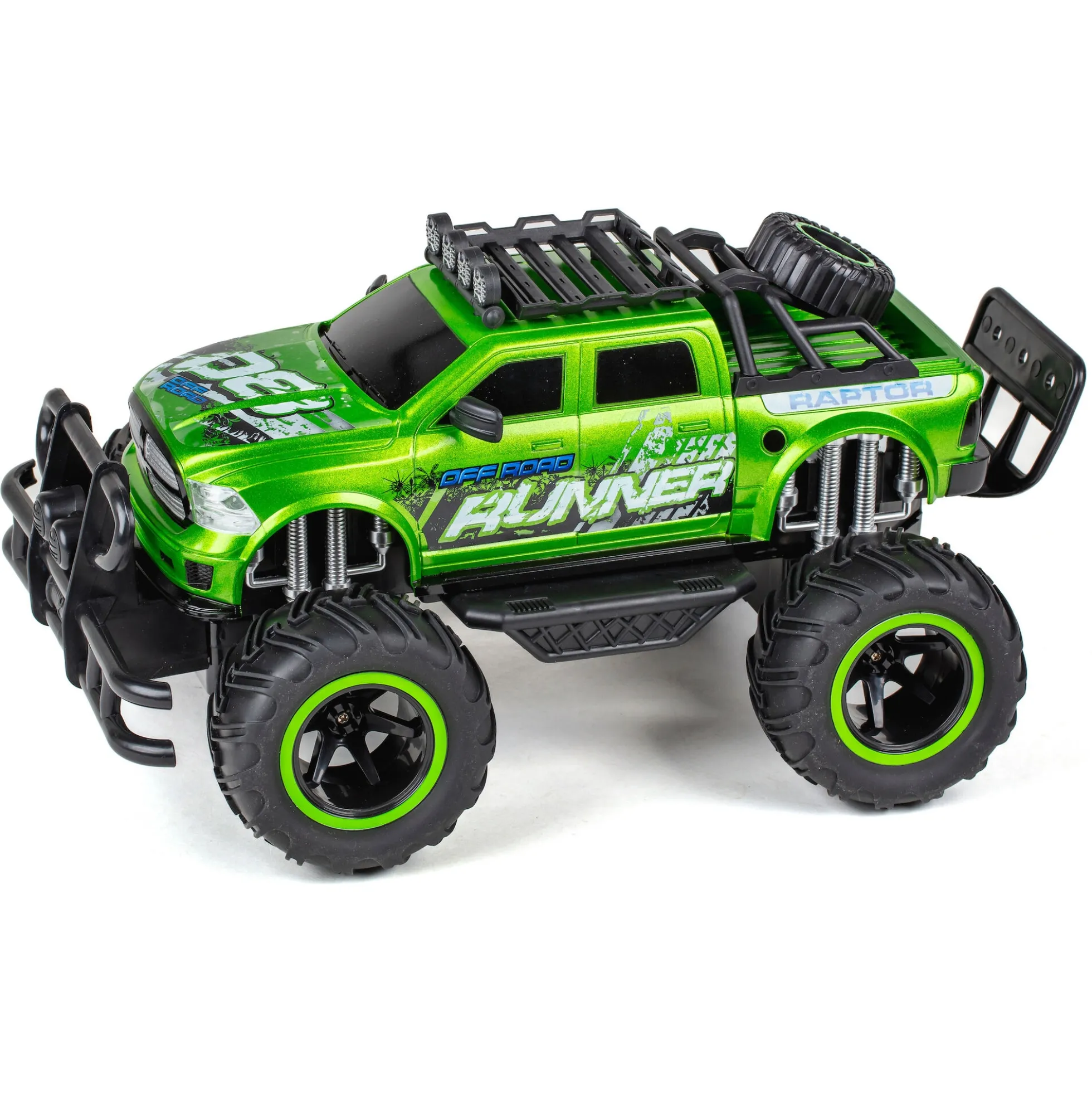 Fjernstyret Raptor Runner offroad bil med genopladeligt batteri - Grøn - 1:12