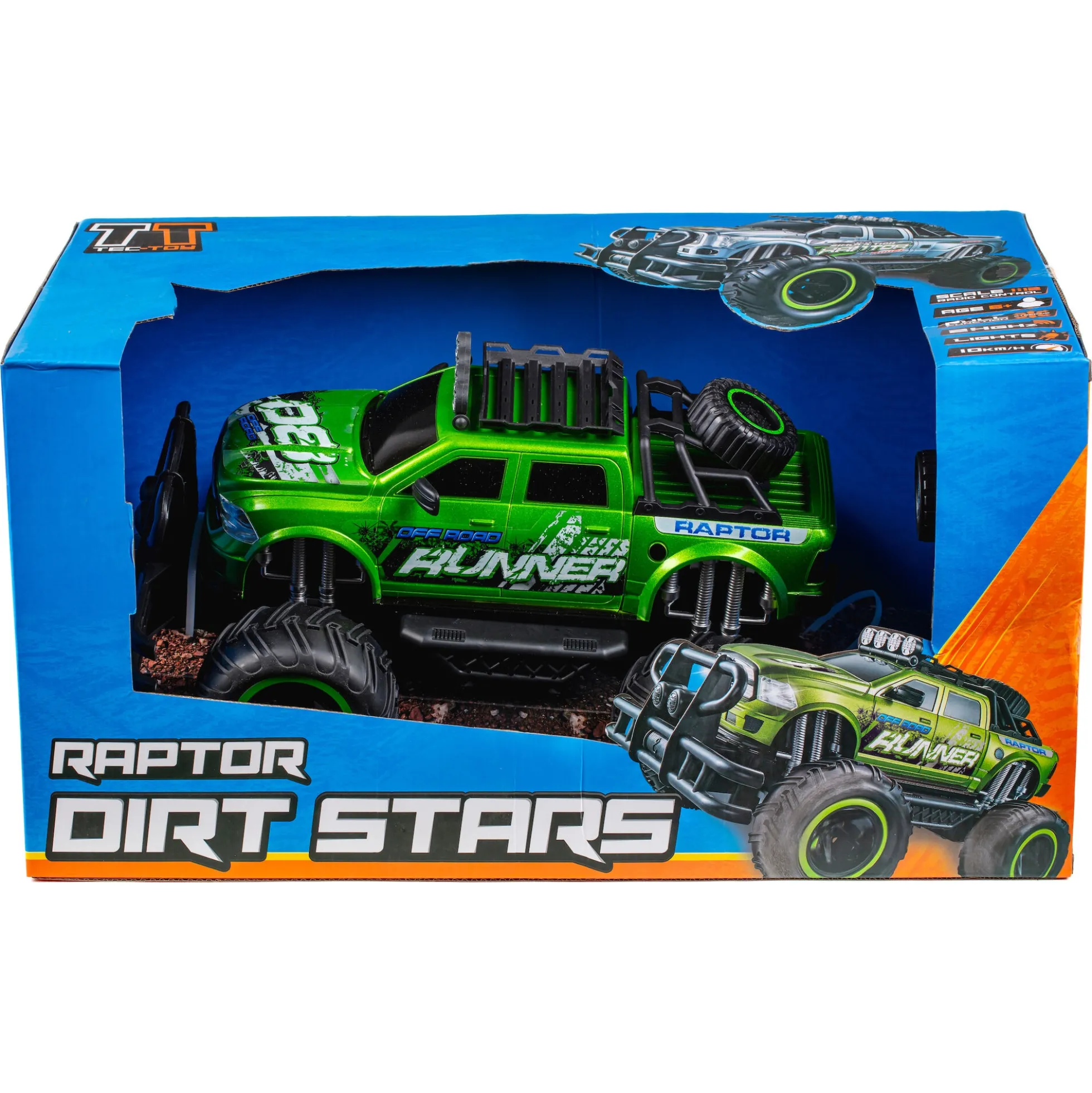 Fjernstyret Raptor Runner offroad bil med genopladeligt batteri - Grøn - 1:12