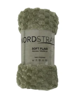 Fleece tæppe - vaffelstruktur - 150x200 cm - Blødt olivengrøn sofatæppe - Nordstrand Home