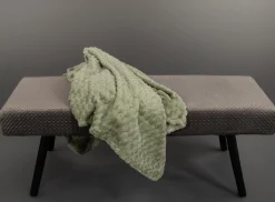 Fleece tæppe - vaffelstruktur - 150x200 cm - Blødt olivengrøn sofatæppe - Nordstrand Home