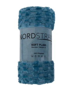 Fleece tæppe - vaffelstruktur - 150x200 cm - Blødt blåt sofatæppe med - Nordstrand Home