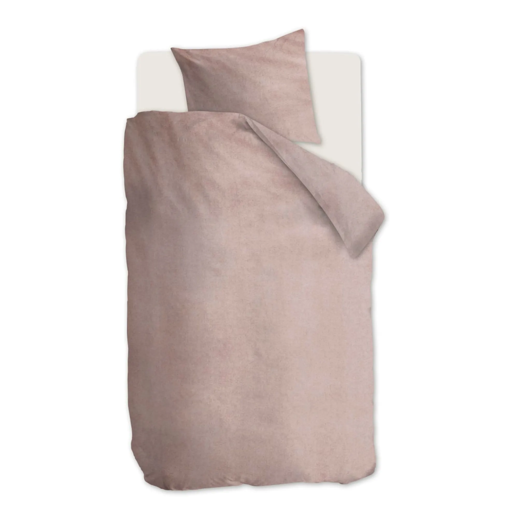 Flonel sengetøj 140x220 cm - Rosa ensfarvet sengesæt - 100% bomulds flonel - Frost Beddinghouse sengelinned