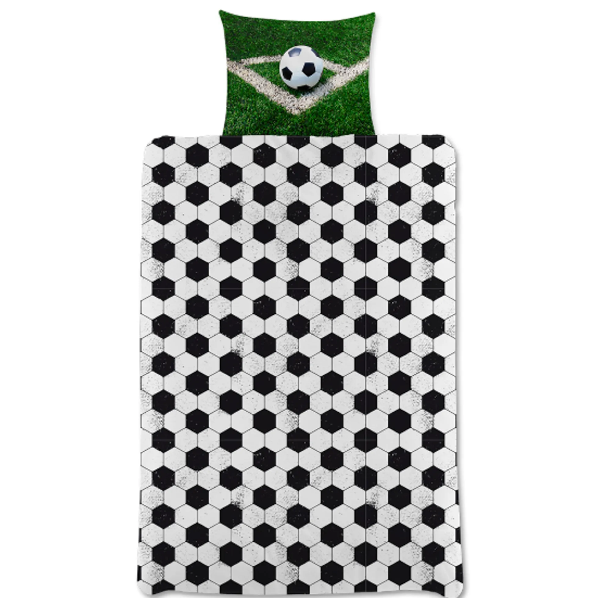 Fodbold sengetøj - 100% bomuld - Børnesengetøj 140x200 cm - Fodbold i mål