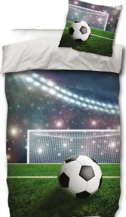 Fodbold sengetøj - 150x210 cm - Stadion - Dynebetræk med 2 i 1 design - 100% bomulds sengesæt