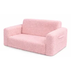 Foldesofa til børn - Rosa plys - Børnemøbel