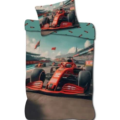 Formel 1 sengetøj - 100% bomuld - Børnesengetøj 140x200 cm - Formel 1 bil