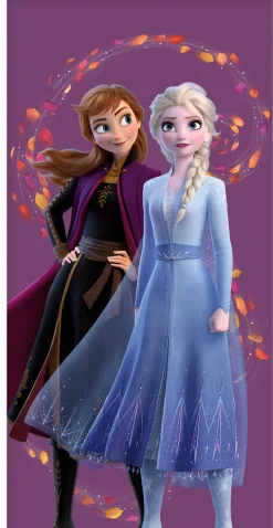 Frost håndklæde - 70x140 cm - 100% bomuld - Blødt badehåndklæde med Anna og Elsa