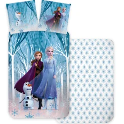 Frost sengetøj - 100% bomuld - Børnesengetøj 140x200 cm - Anna, Elsa og Olaf