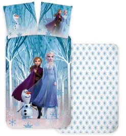 Frozen sengetøj - 100% bomuld - Junior sengetøj 100x140 cm - Anna, Elsa og Olaf