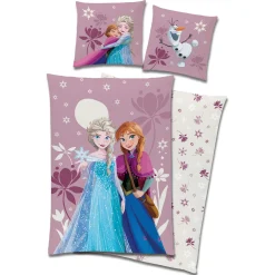 Frozen sengetøj - 100% bomuld - Junior sengetøj 100x140 cm - Frost Anna og Elsa - Blomster
