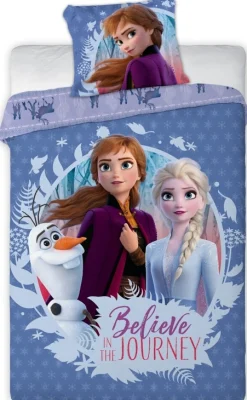 Frozen sengetøj - 100% bomuld - Junior sengetøj 100x140 cm - Blå - Frost 2 Anna, Elsa og Olaf