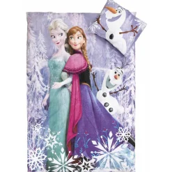 Frozen sengetøj - 150x210 cm - Anna, Elsa & Olaf - Dynebetræk med 2 i 1 design - 100% bomuld