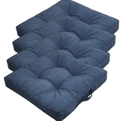 Futon hyndepakke til havestol 4 stk. - 7 cm bløde hynder - Mørkeblå havehynder til udendørs brug - Måler 50x50 cm - Nordstrand Home stolehynder