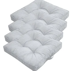 Futon hyndepakke til havestol 4 stk. - 7 cm bløde hynder - Grå havehynder til udendørs brug - Måler 50x50 cm - Nordstrand Home stolehynder