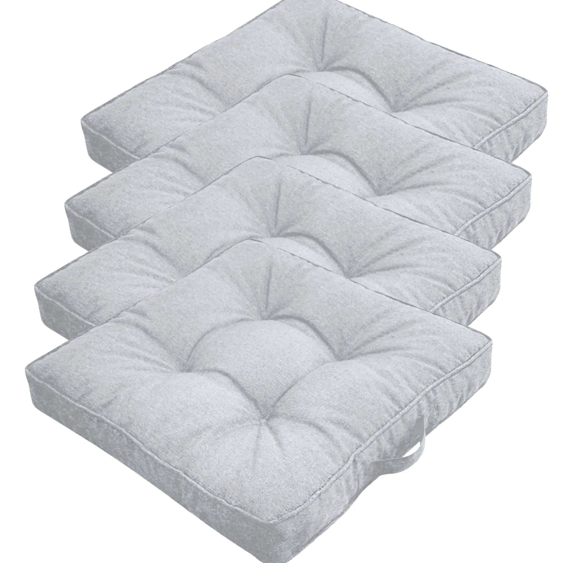 Futon hyndepakke til havestol 4 stk. - 7 cm bløde hynder - Grå havehynder til udendørs brug - Måler 50x50 cm - Nordstrand Home stolehynder