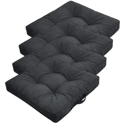 Futon hyndepakke til havestol 4 stk. - 7 cm bløde hynder - Antracit grå havehynder til udendørs brug - Måler 50x50 cm - Nordstrand Home stolehynder