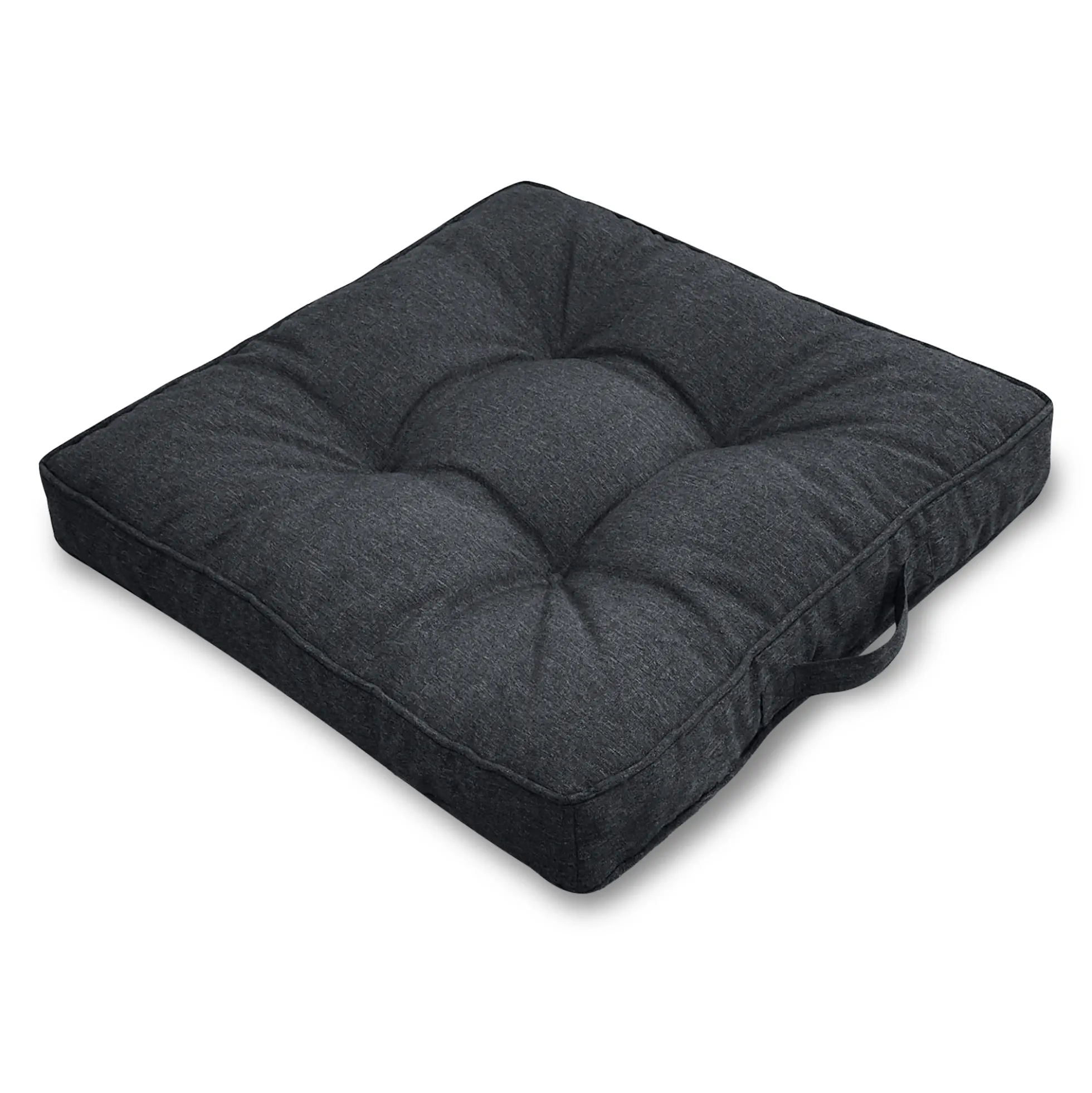 Futon hynde til havestol - 7 cm blød hynde - Antracit grå havehynde til udendørs brug - Måler 50x50 cm - Nordstrand Home stolehynde