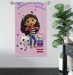 Gabby's Dollhouse håndklæde - 70x140 cm - 100% bomuld - Glitter makes everything better - Blødt badehåndklæde