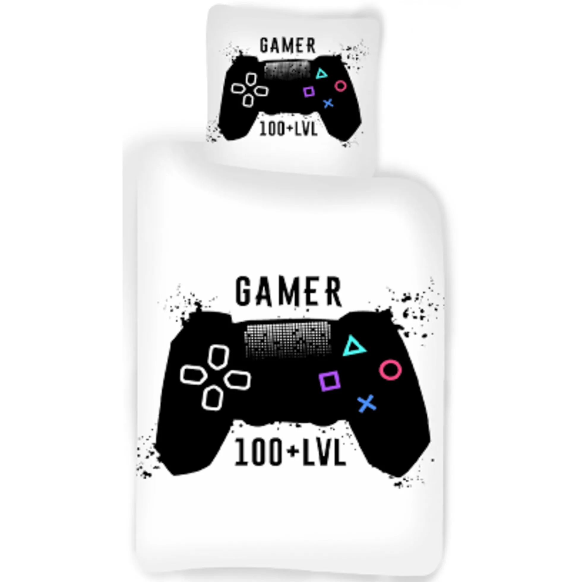 Gamer sengetøj - 150x210 cm - Gamer 100 + LVL - 100% bomulds sengesæt