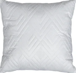Gavlpude - 80x80 cm - 2 sidet - Sandfarvet og hvid - Stor pyntepude til sengen