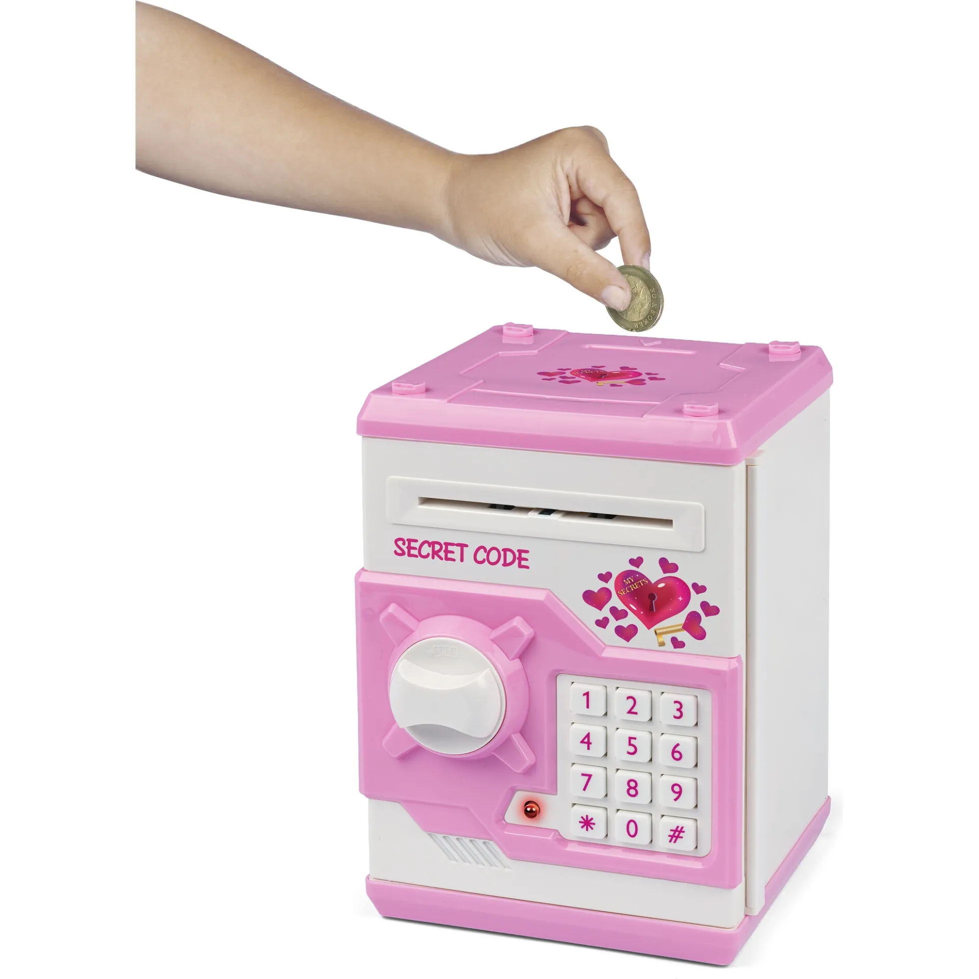 4-Girlz elektronisk pengeskab med kode, lyd og LED - Lyserød - 18 cm