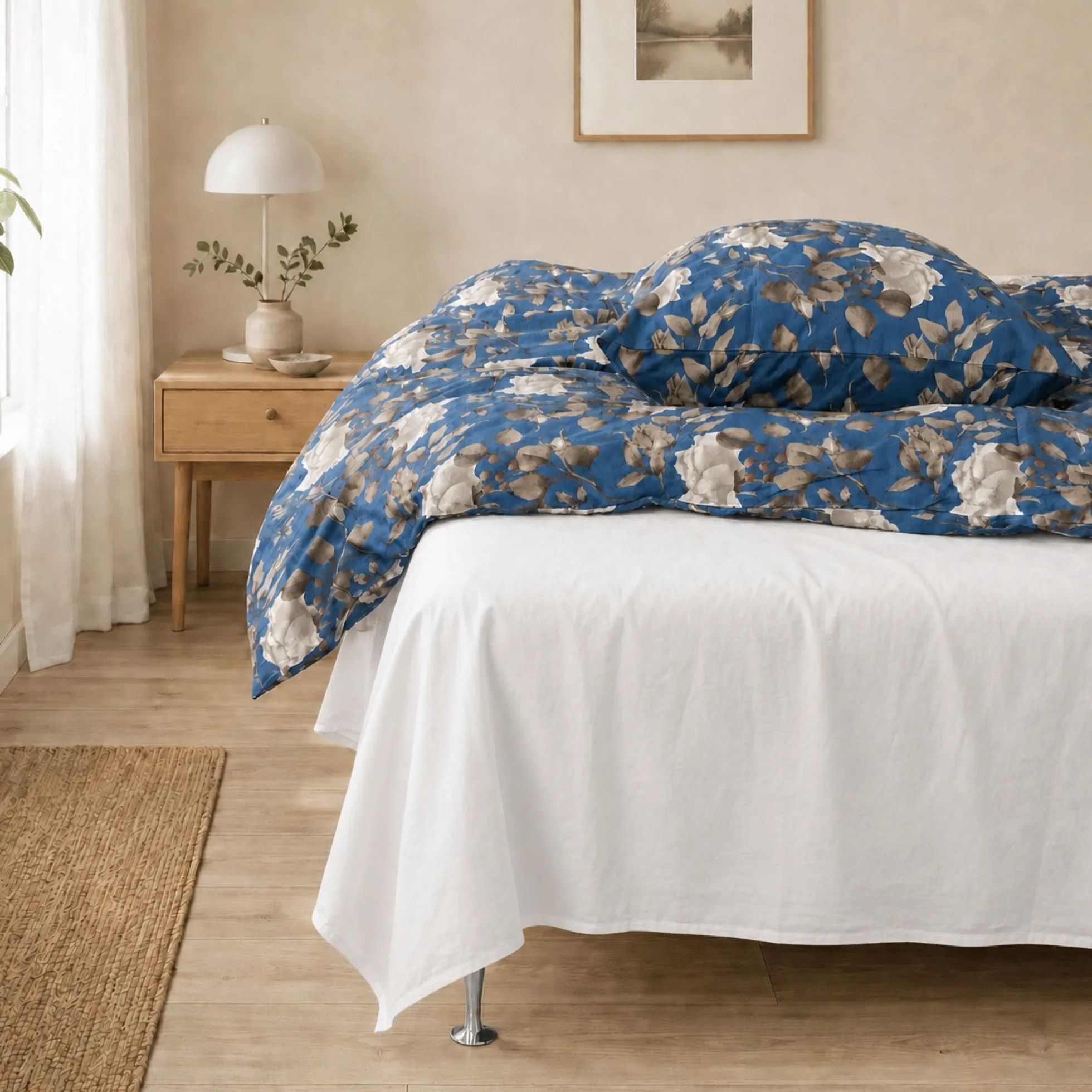 Glat lagen 240x260 cm - 100% bomuldssatin - Ekstra blødt fladlagen - Hvidt satin lagen - By Night fladt lagen