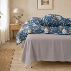 Glat lagen 240x260 cm - 100% bomuldssatin - Ekstra blødt fladlagen - Gråt satin lagen - By Night fladt lagen