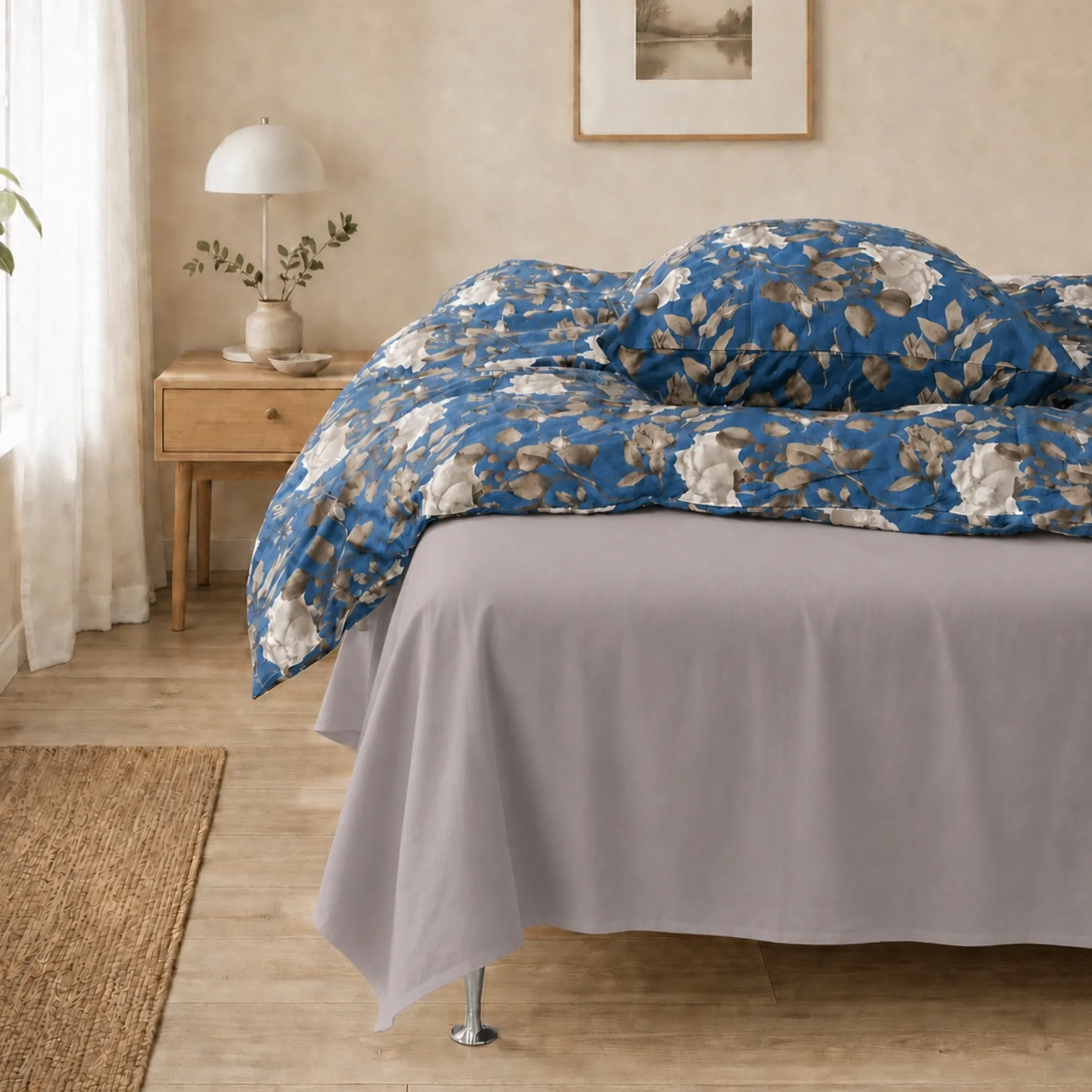 Glat lagen 240x260 cm - 100% bomuldssatin - Ekstra blødt fladlagen - Gråt satin lagen - By Night fladt lagen