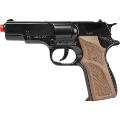 Gonher Astra politipistol med støjdæmper - 8-skuds krudt