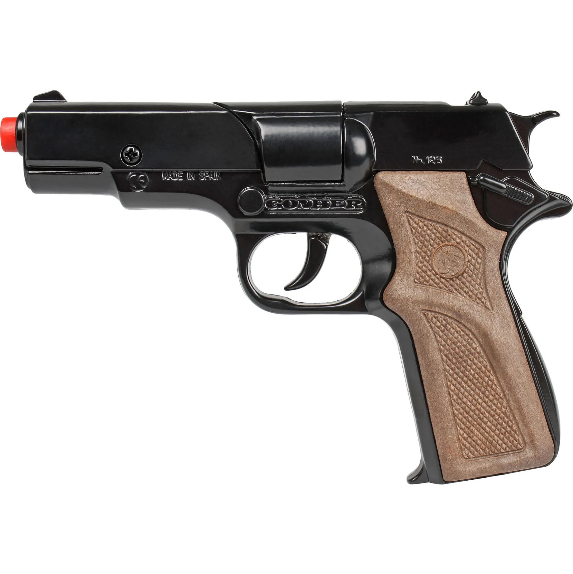 Gonher Astra politipistol med støjdæmper - 8-skuds krudt