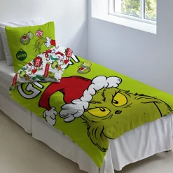 Grinch sengetøj - 100% bomuld - Børnesengetøj 140x200 cm - Julesengetøj