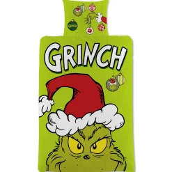 Grinch sengetøj - 100% bomuld - Børnesengetøj 140x200 cm - Julesengetøj