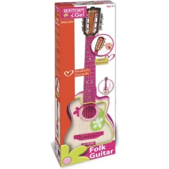 Guitar med 6 strenge og plekter til børn - 70 cm - Pink - Bontempi musiklegetøj