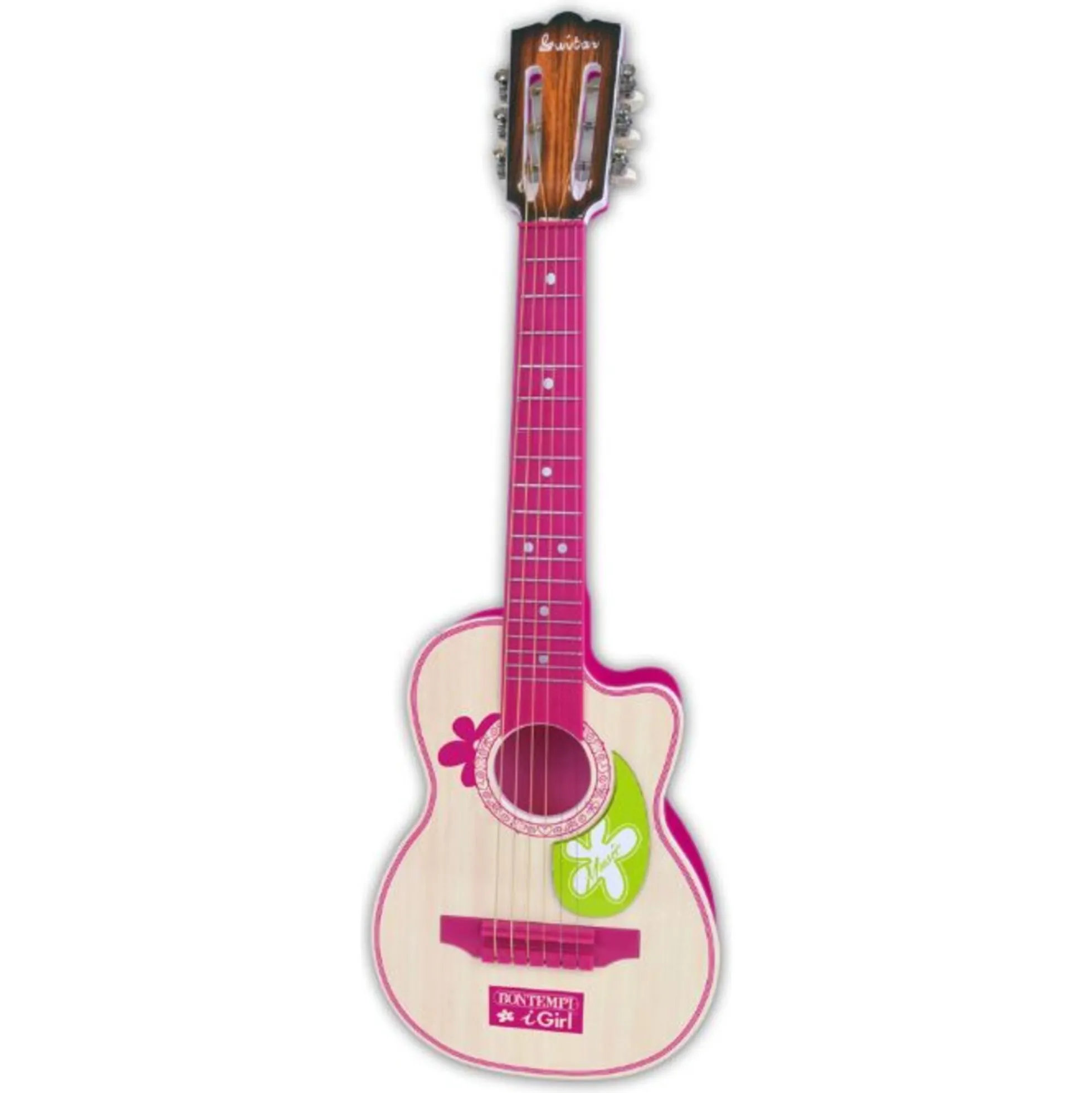 Guitar med 6 strenge og plekter til børn - 70 cm - Pink - Bontempi musiklegetøj