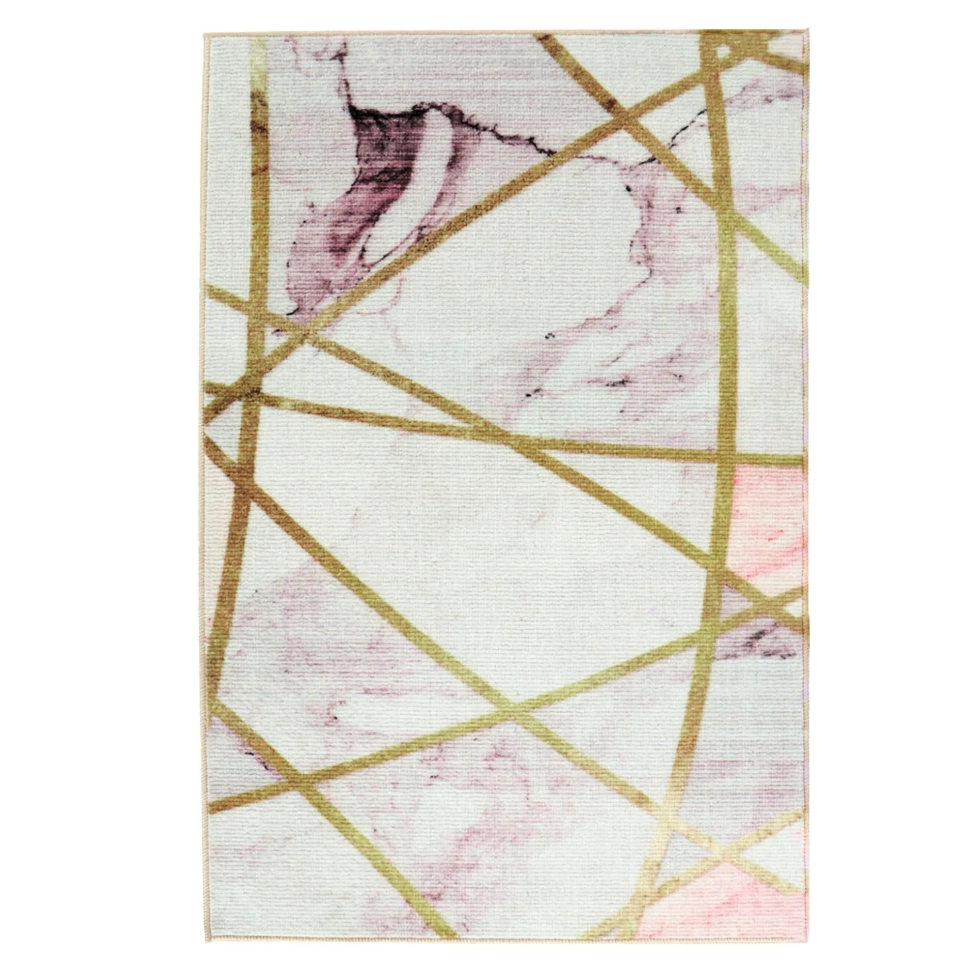 Gulvtæppe - Stort gulvtæppe 200x300 cm - Løs tæppe med skridsikker bagside - Hvidt tæppe med marmor effekt - Blødt tæppe fra Nordstrand Home Agnes