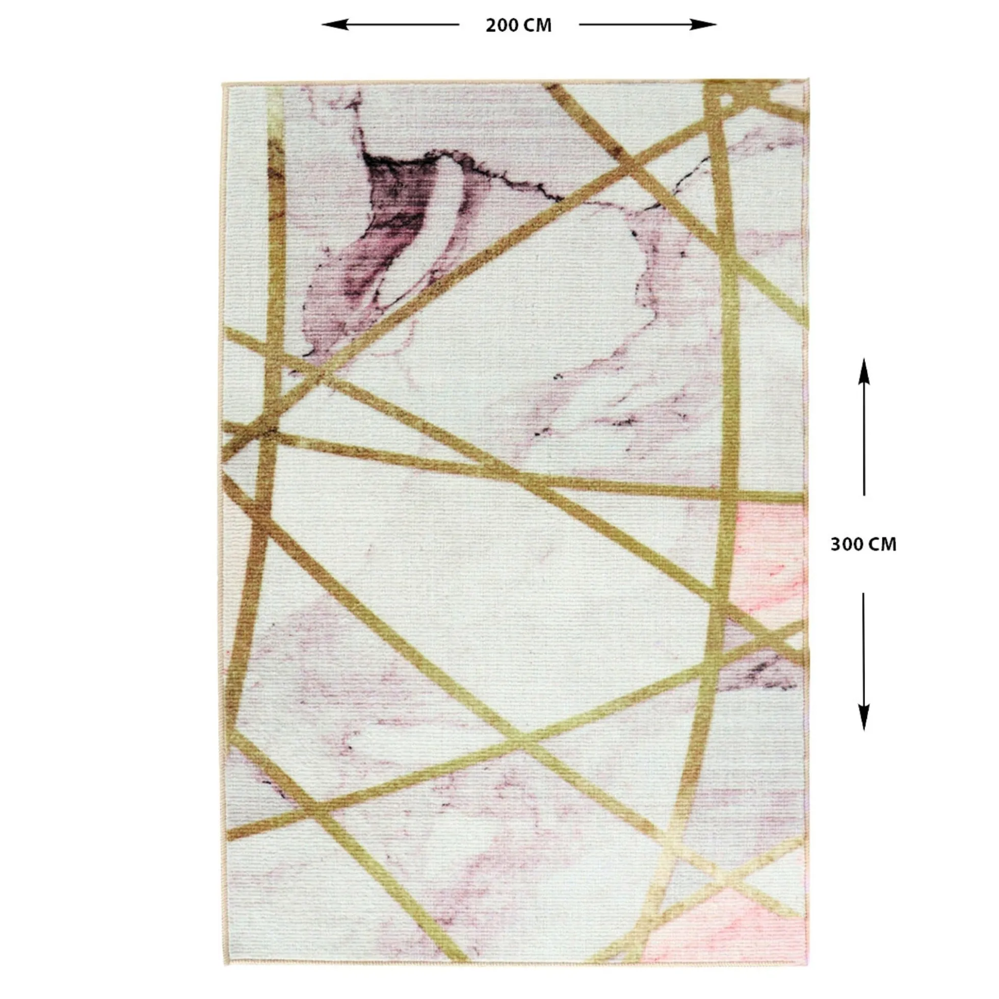 Gulvtæppe - Stort gulvtæppe 200x300 cm - Løs tæppe med skridsikker bagside - Hvidt tæppe med marmor effekt - Blødt tæppe fra Nordstrand Home Agnes