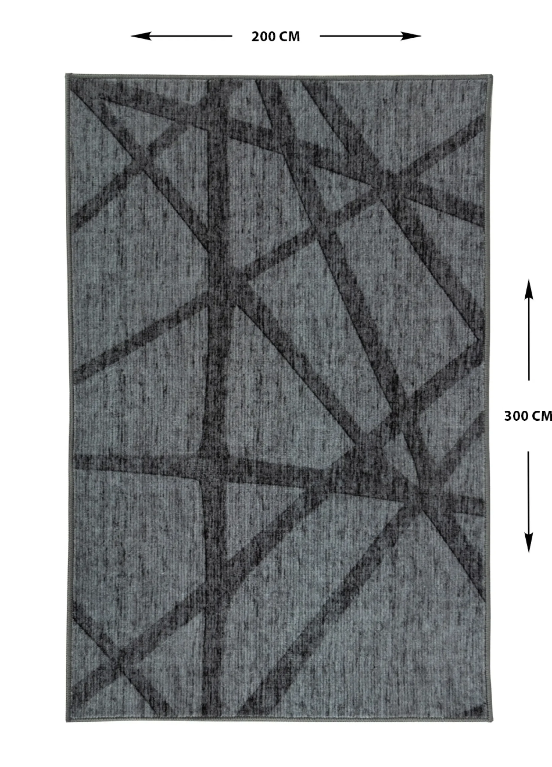 Gulvtæppe - Stort gulvtæppe 200x300 cm - Mørkegrå tæppe med skridsikker bagside - Løs tæppe fra Nordstrand Home Gry