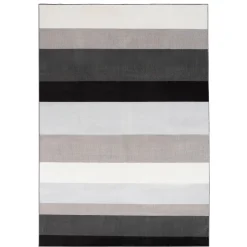 Gulvtæppe - Stort gulvtæppe 200x300 cm - Stribet tæppe med skridsikker bagside - Løs tæppe fra Nordstrand Home Rosa